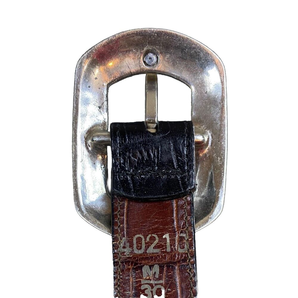 BRIGHTON Leather Belt Women’s M-30 Reversible Brown & Black Croc Leather #40210 - Picture 7 of 8